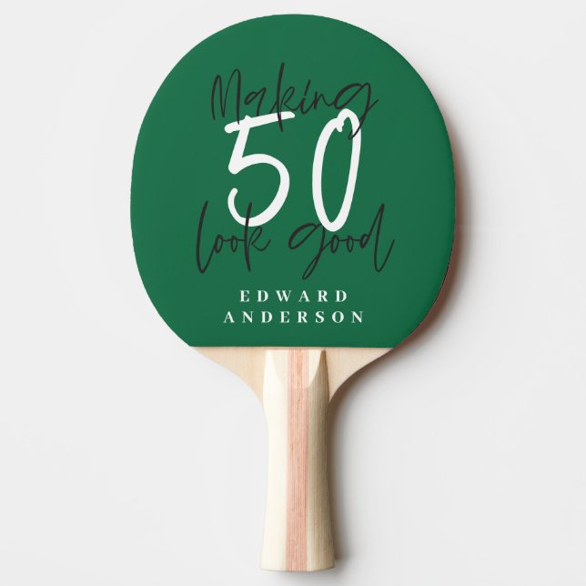 50th birthday initials personalized favor gift ping pong paddle (Front)