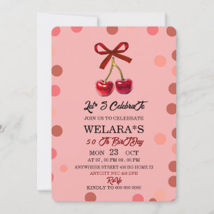 50th Birthday Invitation, 50th Invite, pink  Invitation