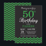 50th Birthday Invitation Black and Green Chevron<br><div class="desc">50th Birthday Invitation with Black and Green Chevron. Chalkboard. Adult Birthday. Man or Women Bday Invite. For further customisation,  please click the "Customise it" button and use our design tool to modify this template.</div>