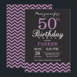 50th Birthday Invitation Black and Purple<br><div class="desc">50th Birthday Invitation with Black and Purple Chevron. Chalkboard. Adult Birthday. Man or Women Bday Invite. For further customisation,  please click the "Customise it" button and use our design tool to modify this template.</div>