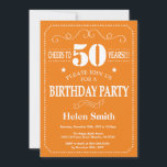 50th Birthday Invitation Burgundy Orange and White<br><div class="desc">50th Birthday Invitation Orange and White Typography. Orange and White Background. Adult Birthday. Male Men or Women Birthday. Kids Boy or Girl Lady Teen Teenage Bday Invite. 13th 15th 16th 18th 20th 21st 30th 40th 50th 60th 70th 80th 90th 100th. Any Age. For further customisation, please click the "Customise it"...</div>