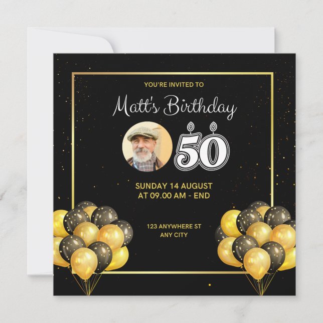 50th Birthday Invitation Card (Front)
