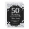 50th Birthday Invitation Chalkboard Silver Diamond