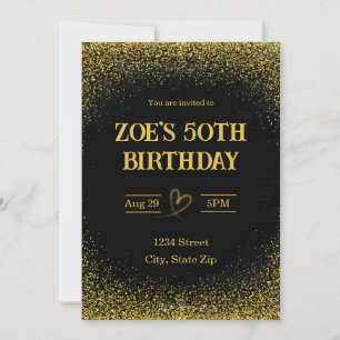 50th Birthday Invitation – Fifty in Gold   Modern