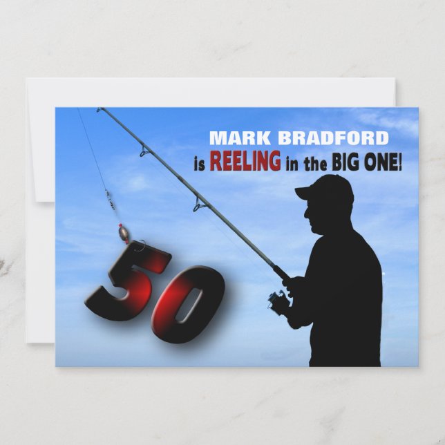 50TH Birthday Invitation - Fishing/Reeling In (Front)