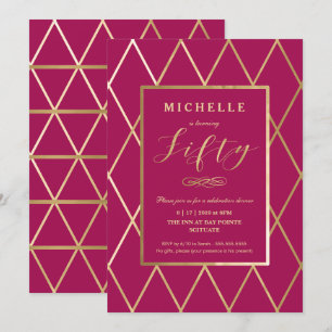 50th Birthday Invitation - Gold, Elegant, Trendy