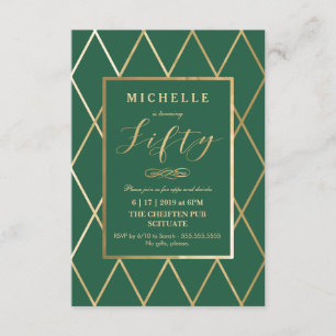 50th Birthday Invitation - Gold, Elegant, Trendy