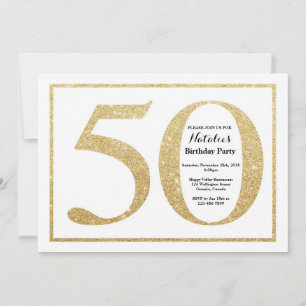 50th Birthday Invitation Gold Glitter