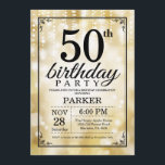 50th Birthday Invitation Gold Glitter<br><div class="desc">50th Birthday Invitation with Gold String Lights with Gold Glitter Background. Gold Birthday. Adult Birthday. Men or Women Bday Invite. 13th 15th 16th 18th 20th 21st 30th 40th 50th 60th 70th 80th 90th 100th, Any age. For further customisation, please click the "Customise it" button and use our design tool to...</div>