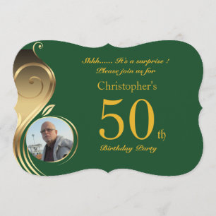 50th,Birthday Invitation Man Any age, Photo,shape