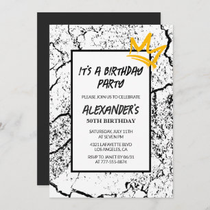 50th birthday invitation Men Graffiti Party Black 