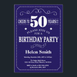 50th Birthday Invitation Navy Blue and White<br><div class="desc">50th Birthday Invitation Navy Blue and White Typography. Navy Blue and White Background. Adult Birthday. Male Men or Women Birthday. Kids Boy or Girl Lady Teen Teenage Bday Invite. 13th 15th 16th 18th 20th 21st 30th 40th 50th 60th 70th 80th 90th 100th. Any Age. For further customisation, please click the...</div>