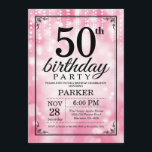 50th Birthday Invitation Pink Glitter<br><div class="desc">50th Birthday Invitation with Pink String Lights with Pink Glitter Background. Pink Birthday. Adult Birthday. Men or Women Bday Invite. 13th 15th 16th 18th 20th 21st 30th 40th 50th 60th 70th 80th 90th 100th, Any age. For further customisation, please click the "Customise it" button and use our design tool to...</div>