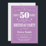 50th Birthday Invitation Purple and White<br><div class="desc">50th Birthday Invitation Purple and White Typography. Purple and White Background. Adult Birthday. Male Men or Women Birthday. Kids Boy or Girl Lady Teen Teenage Bday Invite. 13th 15th 16th 18th 20th 21st 30th 40th 50th 60th 70th 80th 90th 100th. Any Age. For further customisation, please click the "Customise it"...</div>