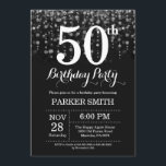 50th Birthday Invitation Silver Glitter<br><div class="desc">50th Birthday Invitation with Silver String Lights with Silver Glitter Background. Silver Birthday. Adult Birthday. Men or Women Bday Invite. 13th 15th 16th 18th 20th 21st 30th 40th 50th 60th 70th 80th 90th 100th, Any age. For further customisation, please click the "Customise it" button and use our design tool to...</div>