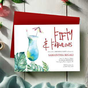 50th Birthday Invitation Tropical Cocktail