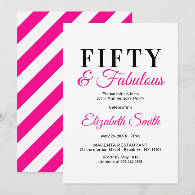 50th Birthday Invitations 50 and Fabulous Elegant (Front/Back)