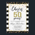 50th birthday invitations, black and gold confetti invitation<br><div class="desc">For more advanced customisation of this design,  simply select the "Customise It" button above!</div>