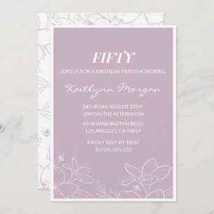 50th birthday invitations Elegant Modern Floral