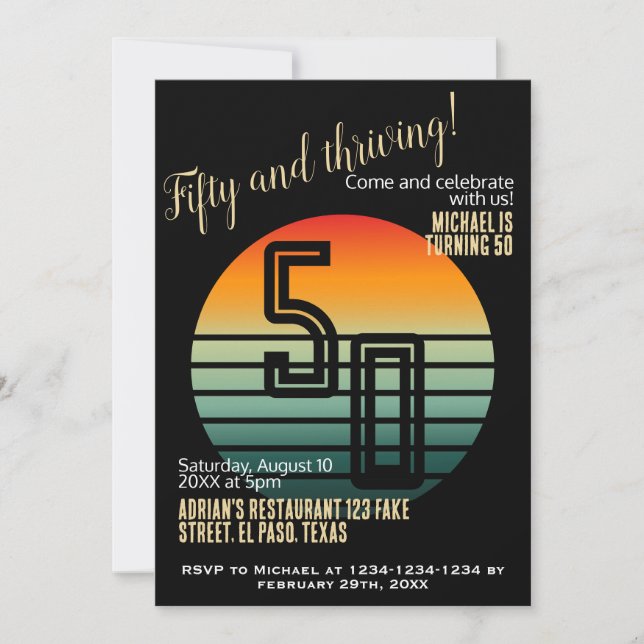 50th birthday invitations: Fifty and thriving, QR Invitation (Front)
