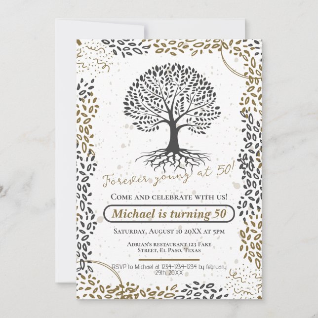 50th birthday invitations: Forever young at 50, QR Invitation (Front)