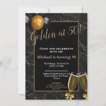 50th birthday invitations: Golden at 50, QR