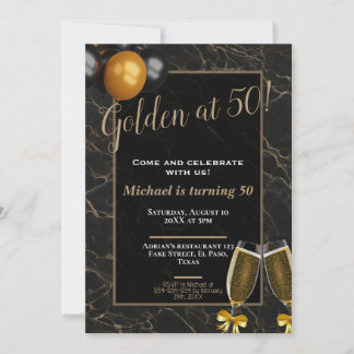50th birthday invitations: Golden at 50, QR Invitation