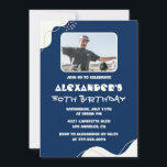50th birthday invitations Men Photo Simple Blue<br><div class="desc">50th birthday invitations Men Photo Simple Blue</div>
