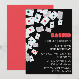 50th birthday invitations Men Poker Casino Vegas