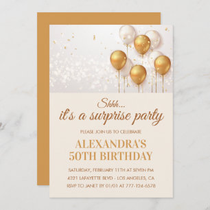 50th birthday invitations Surprise party Gold