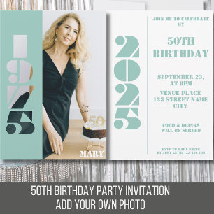 50th birthday invite photo born 1975 Invitation