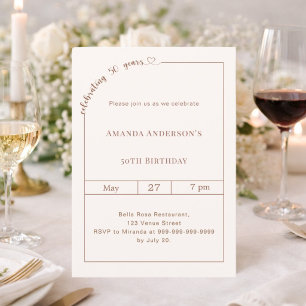 50th birthday ivory simple modern invitation