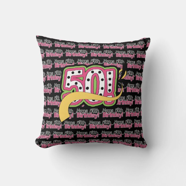 50th Birthday Keepsake Throw Pillow 20" x 20" (Front)