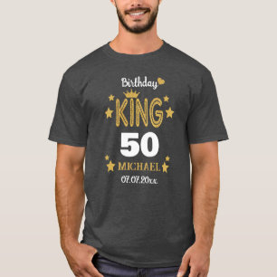 50th Birthday King Gold Glitter Custom Grey Men's T-Shirt