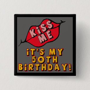50th Birthday Kisses Button