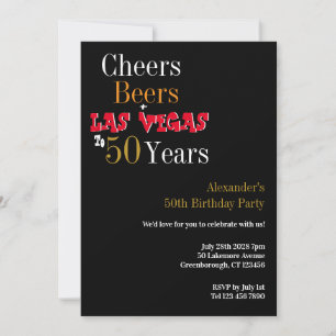 50th Birthday Las Vegas Cheers and Beers Party Invitation