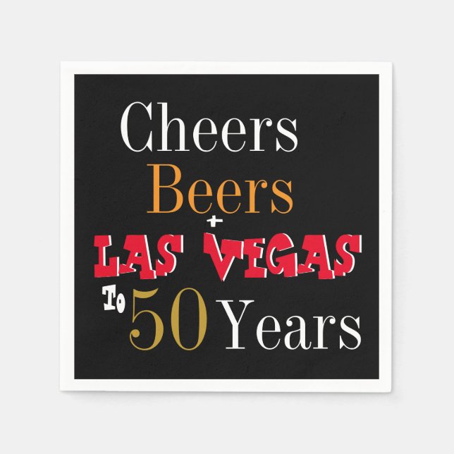 50th Birthday Las Vegas Cheers and Beers Party Napkin (Front)