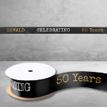 50th Birthday Legendary Black Gold Retro Satin Ribbon<br><div class="desc">For those celebrating their 50th birthday we have the ideal birthday party ribbon with a vintage feel. The black background with a white and gold vintage typography design design is simple and yet elegant with a retro feel. Easily customise the text of this birthday gift using the template provided. Part...</div>