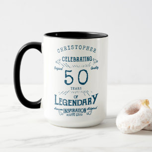 50th Birthday Legendary Vintage Name Blue Legend Mug