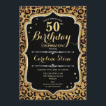 50th Birthday - Leopard Print Invitation<br><div class="desc">50th Birthday Invitation.
Elegant black white design with faux glitter gold. Features leopard cheetah animal print and script font. Perfect for an elegant birthday party. Can be personalized into any year! Message me if you need further customization.</div>
