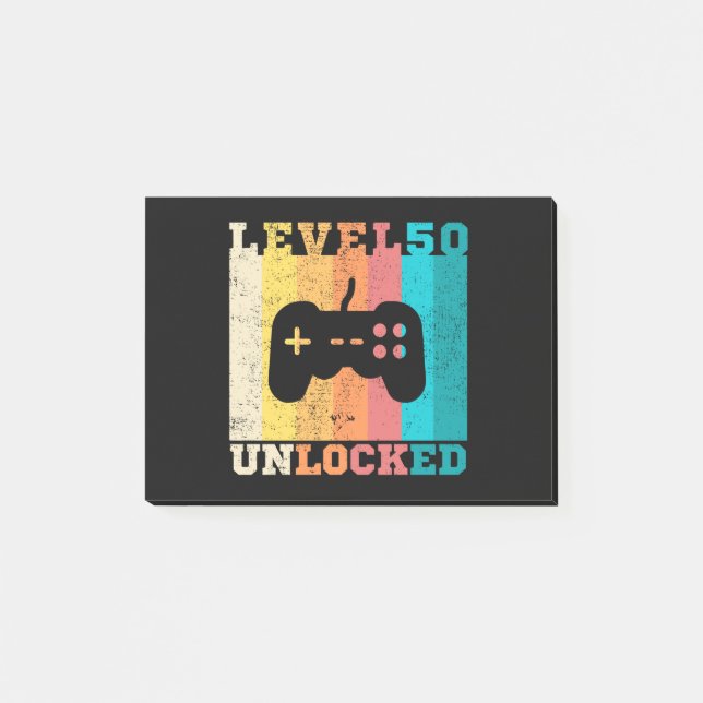 50th Birthday Level 50 Unlocked Post-it Notes (Front)
