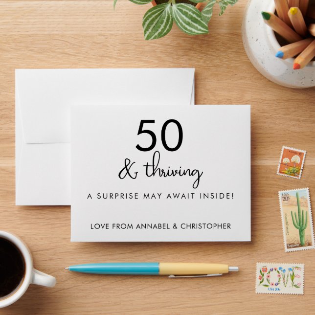 50th Birthday Lotto Envelope | 50 & Thriving  (Desk)