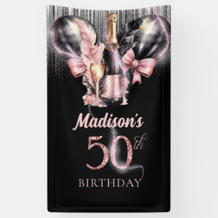 50th Birthday Luxury Rose Wine Party Sign