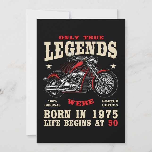 50th Birthday Man Biker Motorcycle Chopper 1975 Invitation (Front)