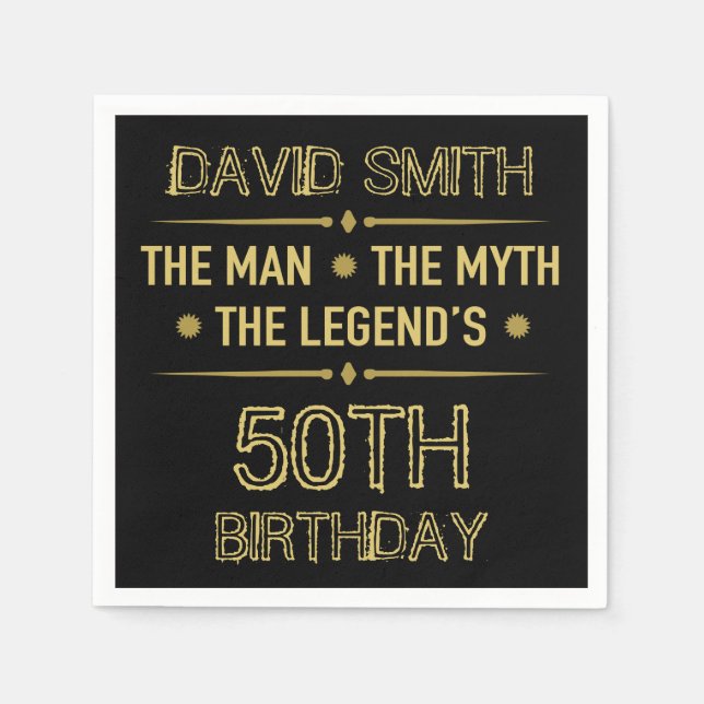 50th Birthday Man Myth Legend Napkin (Front)