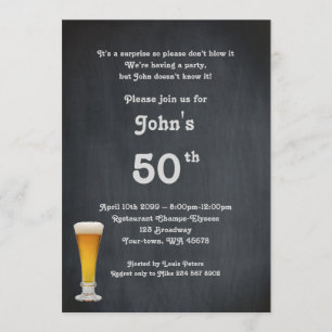 50th,Birthday Man,Party Man,any age,chalkboard Invitation