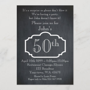 50th,Birthday Man,Party Man,any age,Chalkboard Invitation