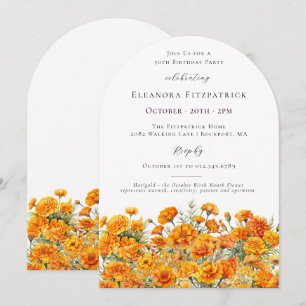 50th Birthday Marigold October Birth Flower Arch Invitation