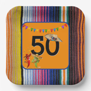 50th Birthday Mexican Design Paper Plate