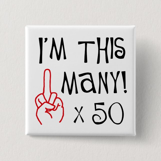 50th birthday Middle Finger Salute 15 Cm Square Badge (Front)